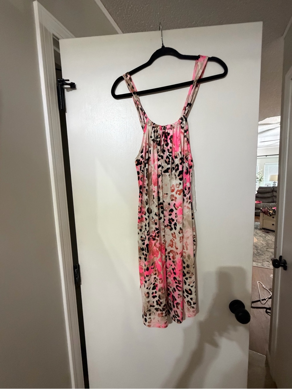 Sew In Live Sleeveless Pink Leopard Print Summer Dress